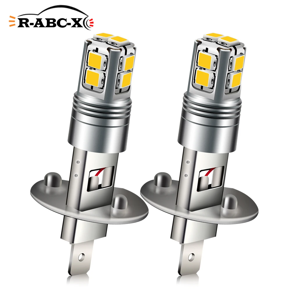 

RUIANDSION 2Pcs H1 LED Nopolar Fog Light Bulb For Vehicle Car Replacement Lamp 10X 2835SMD 600Lm 9V-30V 12V 24V White 6000K 3W