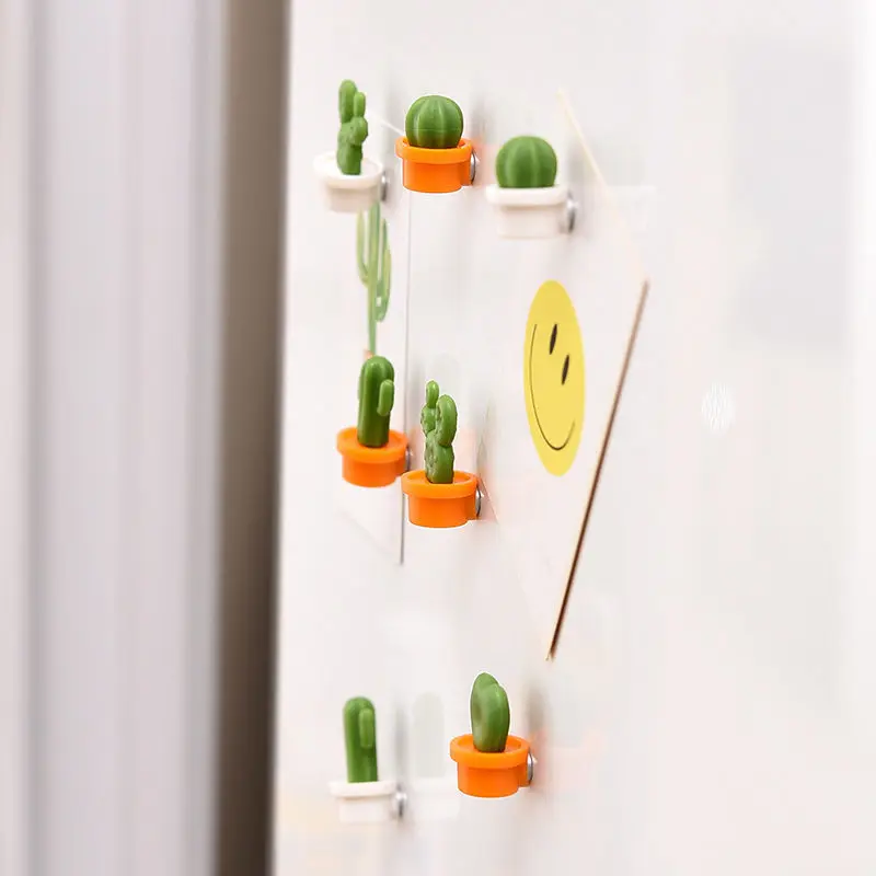 

6pcs Cute Succulent Magnet Button Home Kitchen Cartoon Cactus Refrigerator Portable Message Sticker Creative Magnetic Sticker