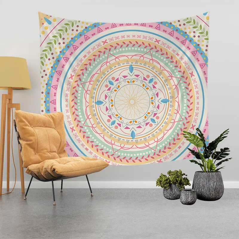 

Nordic Ins Wind Chime Mandala Tapestries Home Decorative Wall Hanging For Livingroom Bedroom Background Polyester Wall Blanket