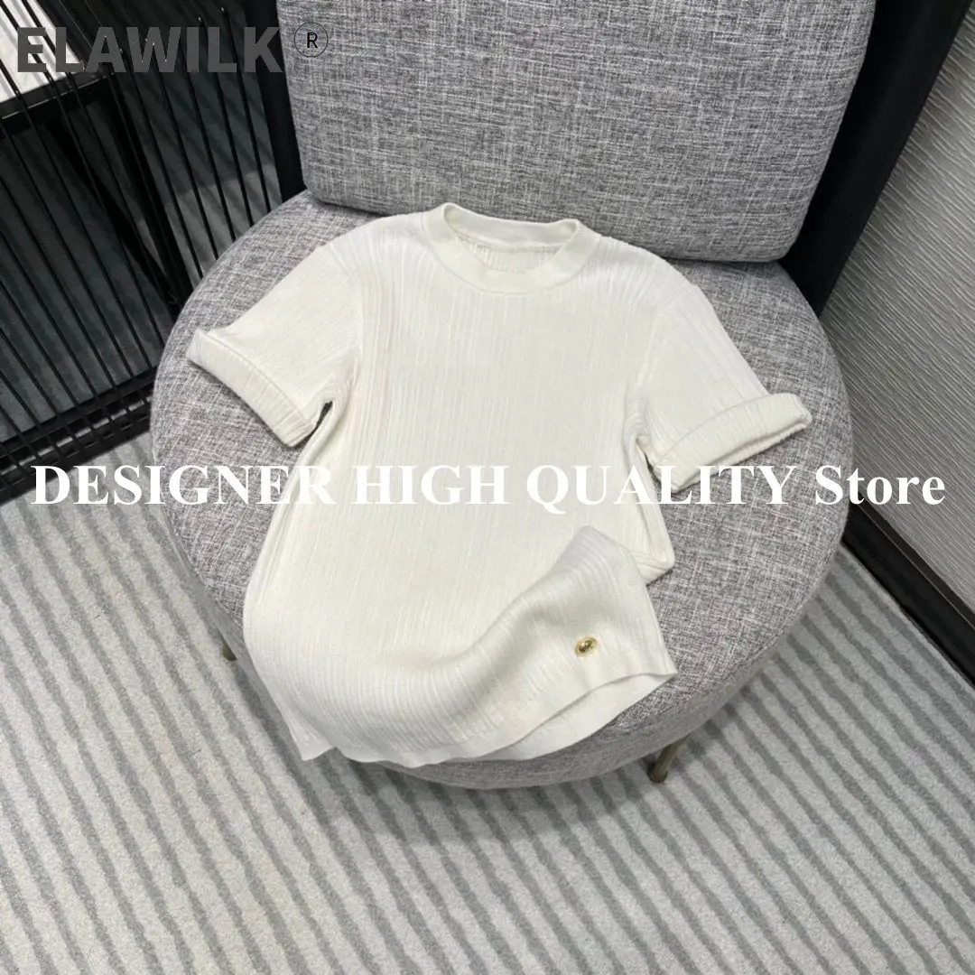 Женская трикотажная футболка с круглым вырезом на пуговицах лето | одежда