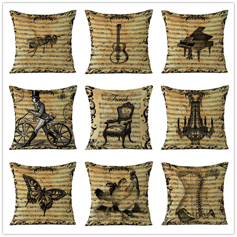 

Musical Note Cushion Cover Home Decorative Pillowcase Covers For Living Room Lounge Coffee House45*45