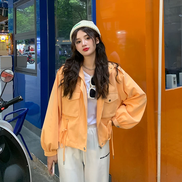 

Женская свободная куртка на молнии, однотонная куртка на весну и осень