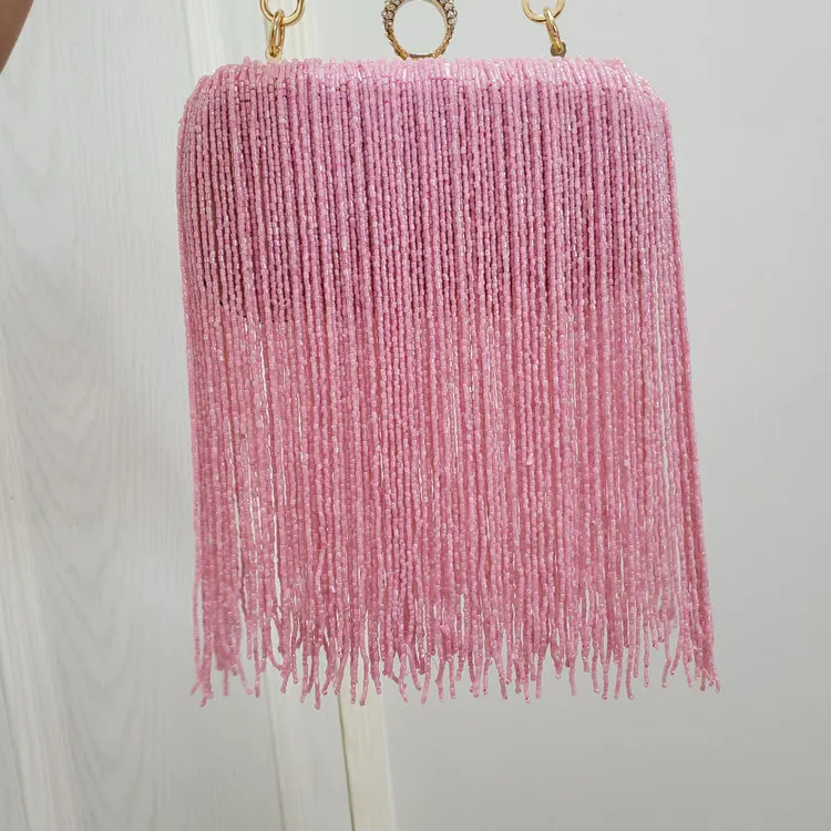 Women Tassel Fashion Ladies Clutch Bag Shoulder Handbags Female Party Wedding Evening Bag For Phone Purse