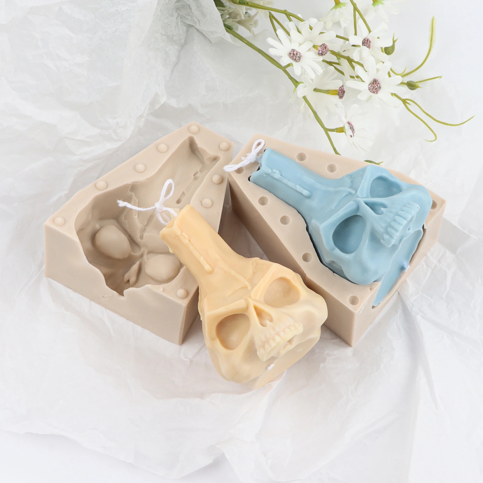 Силиконовая форма в виде черепа и свечи для Хэллоуина праздничный подарок