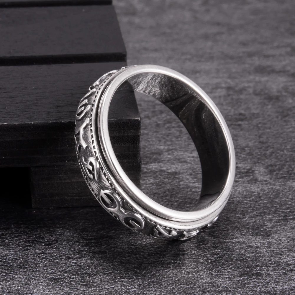 

Rotatable Ring 925 Silver Ring Retro Tibetan Silver 925 Silver Ring Finger Ring Religion Tibetan Buddhism Sterling Silver 925