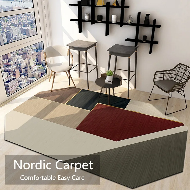 

Nordic Different Shapes Carpet Bedroom Bedside Bay Window Rug Living Room Sofa Floor Carpets Washable Decor Mat Round Large Rugs