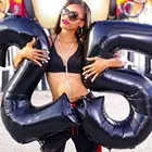 40  32 ''черные воздушные шары из фольги с цифрами 0, 1, 2, 3, 4, 5, 6, 7, 8, 9, черные вечерние воздушные шары для празднования дня рождения и юбилея