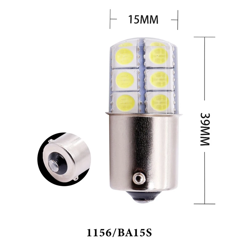 1 шт. S25 1156 BA15S p21w 1157LED белый светильник s 5050 12SMD силикагель DC12V Автомобильный задний Задний стояночный светильник стоп-сигнал лампа
