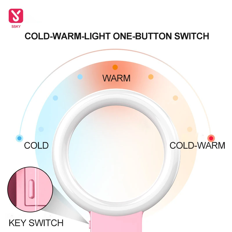 Pink USB Charging LED Self-timer Ring Light for Phone Mobile Supplement Lighting Night Dark Enhanced Fill | Мобильные телефоны и