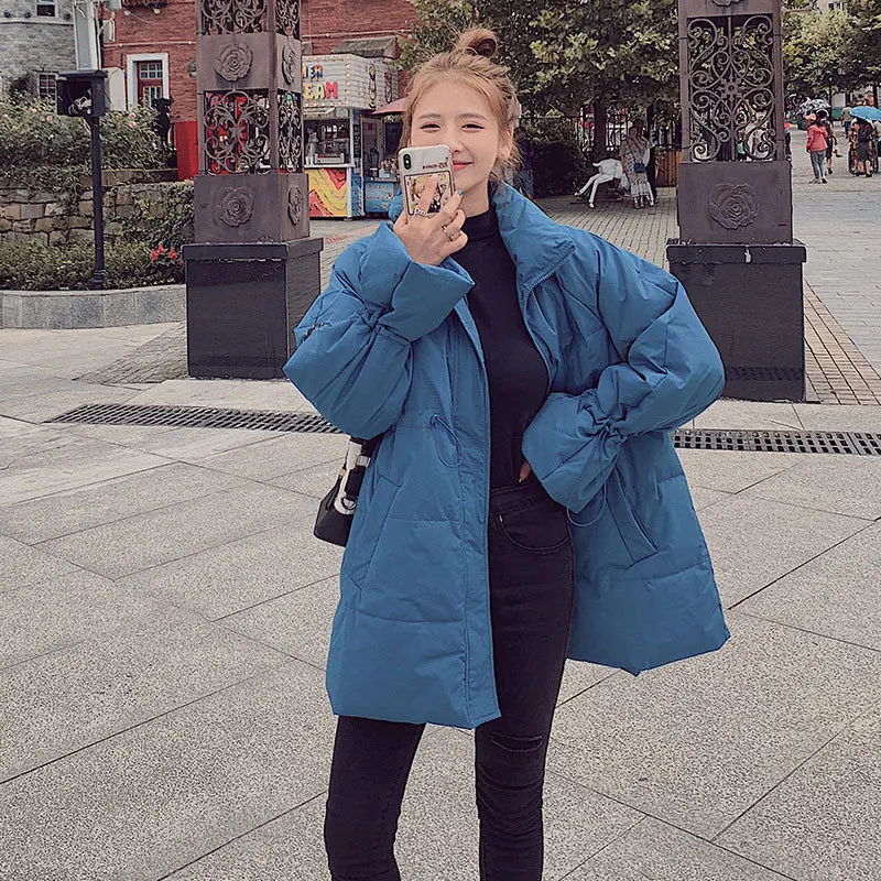 

Cotton-padded jacket women's winter new style Korean loose lapel tie-sleeves cotton-padded jacket student cotton jacket tide