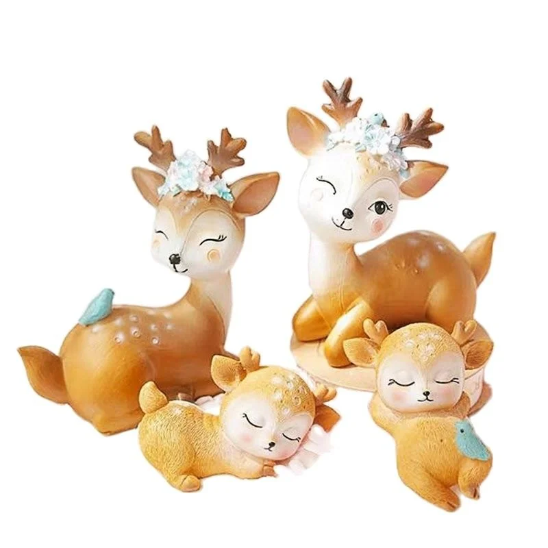 

Cartoon Sika Deer home miniature garden accessories living children's room decoration lovely birthday gift resin cabochon