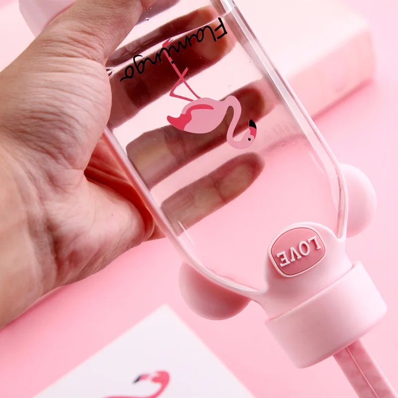 Милая мультяшная бутылка для воды милая посуда напитков в виде фламинго