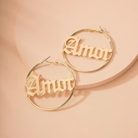 2020 new trendy ins gold boss babygirl letters initial minimalism hoop earrings korean fashion chic women party jewelry earring