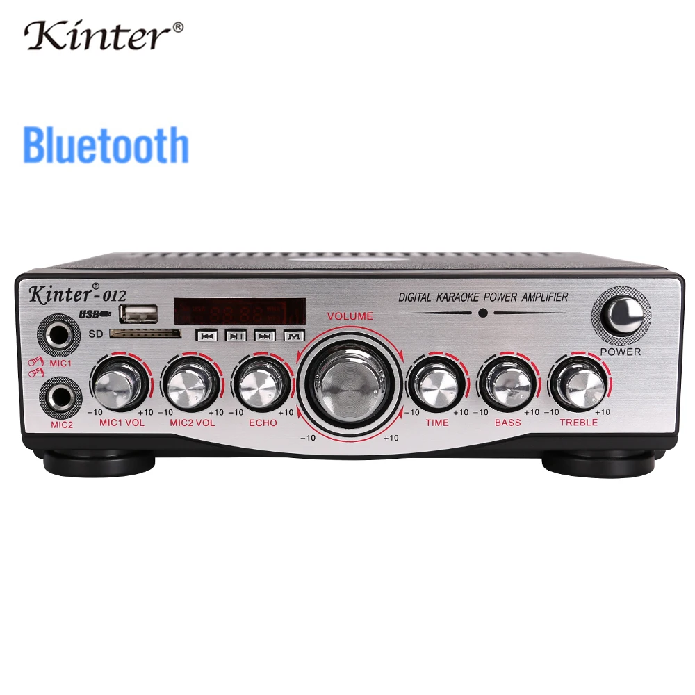 Kinter-012 BT усилитель аудио воспроизведение стерео усилитель звука 2,0 канал с bluetooth SD USB ввод управление бас ВЧ микрофон эхо