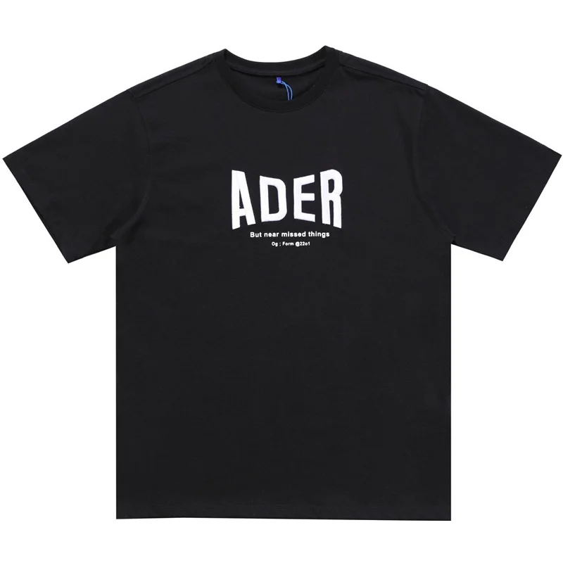 

Black ADER ERROR Mask T-shirt 2021SS Men Women Front Large ADER Text Print Adererror Tee Stickers Logo Short Sleeve Tops