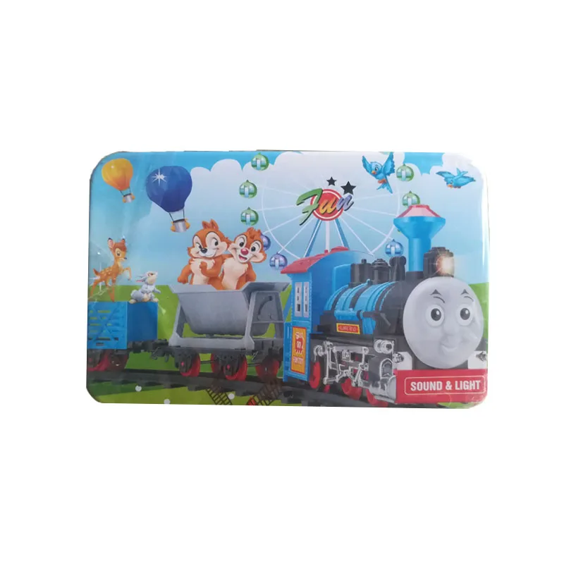 Thomas 60 шт./кор. мультфильм 3D головоломки с железный ящик для головоломка для детей раннего образования Монтессори Деревянные Игрушки - Цвет: Thomas