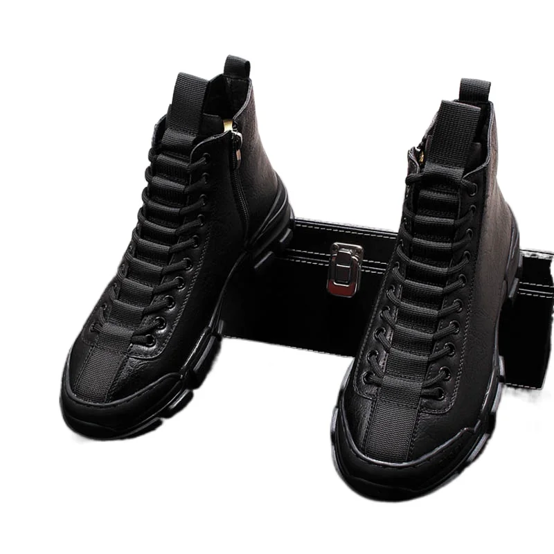 

2021 New Top Quality Fashion Men's Yellow With White Casual Round Toe Platform Shoes Male Trending Leisure High Tops Shoes