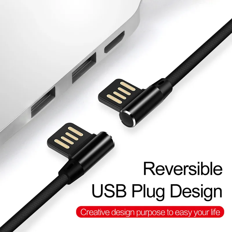 Плетеный 90 градусов под прямым углом type C/IOS/Micro USB кабель для быстрой синхронизации данных для iPhone Samsung Galaxy Note 10 Plus J5 J7