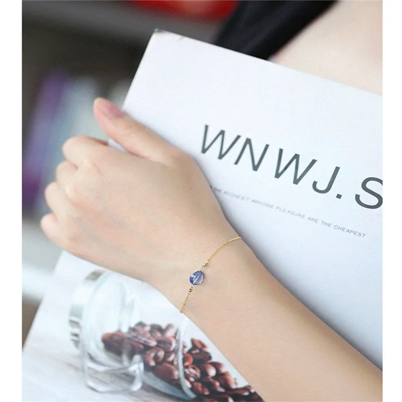 DAIMI Простой браслет с танзанитом женский желтый 18K золото цветные драгоценные