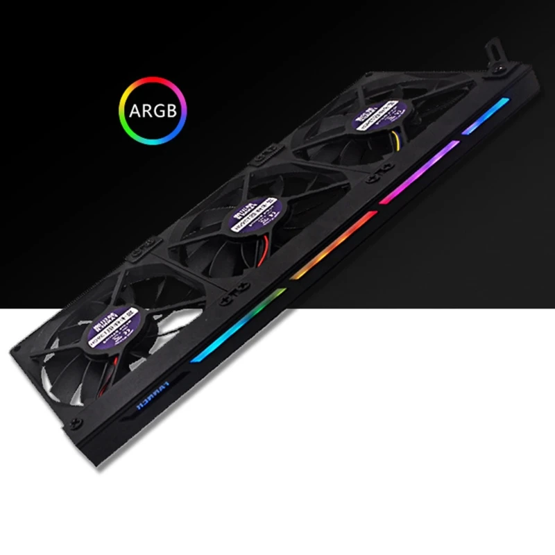 

2022 New T390H ARGB VGA Fan Video Graphics Card Cooling Fan 5V 3 Pin Addressable Headers with ARGB Light Strip 3PCS x 90mm