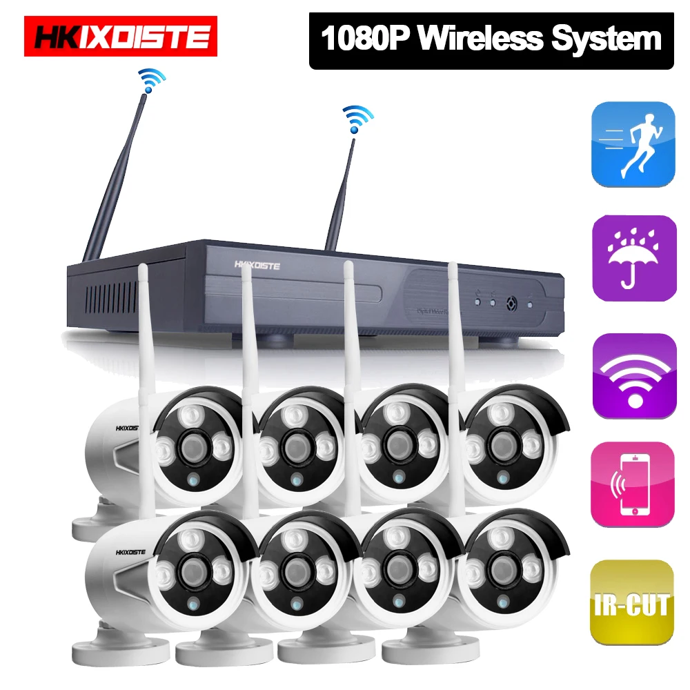 Wifi ip-камера комплект 8-канальный NVR беспроводная камера автономная система 8-канальный NVR 8 Беспроводная/Проводная ip-камера 1080P камера безопасности комплект
