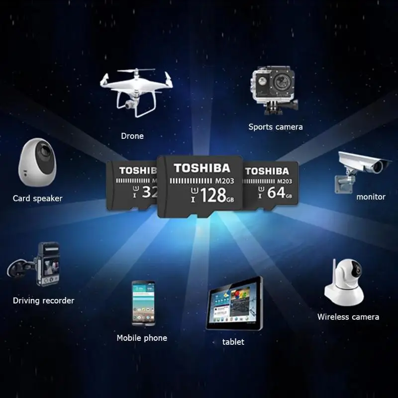 Toshiba M203 Автомобильный видеорегистратор C10 Micro SD карта IPX7 4K FHD видео TF памяти |