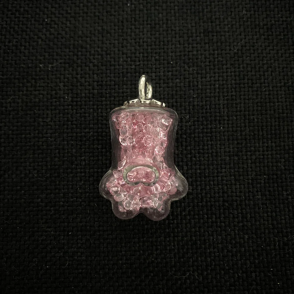 

4 Pcs/pack Transparent Glass Jar Bear's Palm Glass Bottle Pendant for DIY Jewelry Making Necklace and Earring Accessories