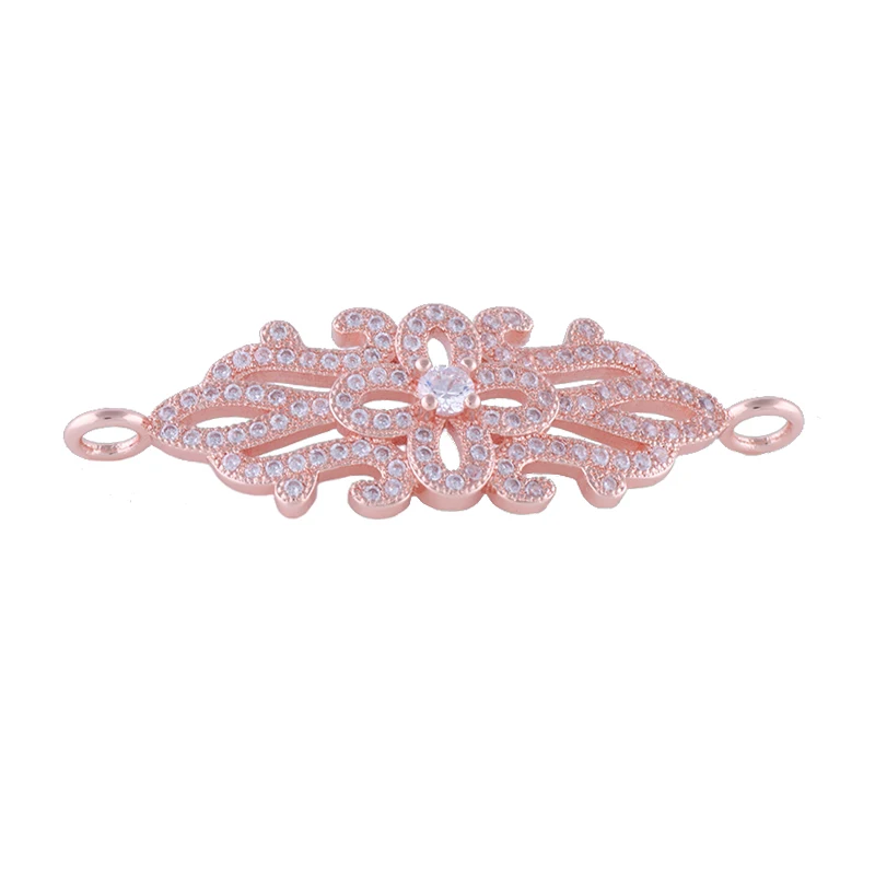 Rose Gold Juya DIY Ювелирные компоненты поставки кубического циркония Дракон Цветок Хамса Разъем аксессуары для женщин серьги браслет Изготовление - Цвет: Rose Gold