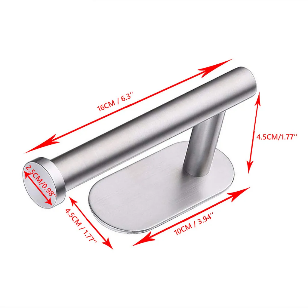 Toilet Kitchen Roll Paper Holder Stainless Steel Repeatedly Washable Stick Hooks Toilet Paper Holder for Bathroom Stick on Wall