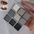 Палетка теней для век, 9 цветов, акриловые, жемчужные, матовые, тени для век дымчатые, тени для макияжа, готические, темно-черные, туманные, блестящие тени для век TSLM2