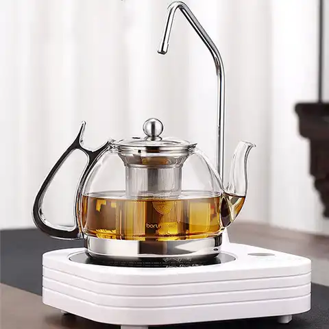 Индукционная плита BORREY, термостойкий стеклянный чайник, электромагнитная печь, многофункциональный фильтр, газовая плита, чайник, чайный н...