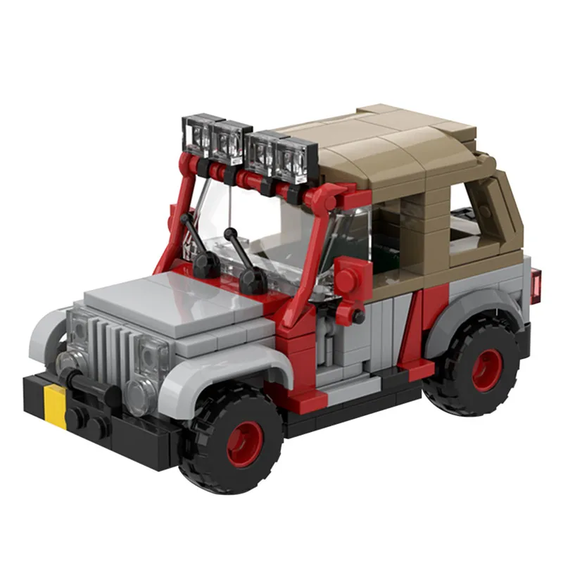 

Jurassic Dinosaur Park Staff Jeeped With Soft Top MOC Building Blocks DIY Vehicle Toys Educational Car Bricks Xmas Gift For Kids