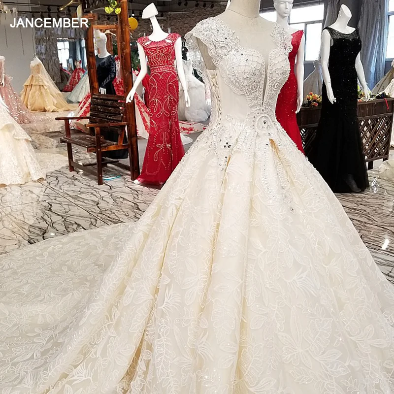 LS01141 красивое свадебное платье с кружевными цветами и длинным поездом быстрая