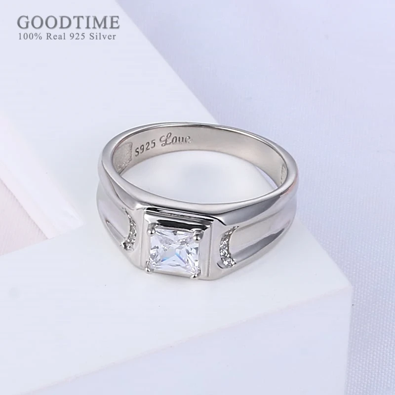 Мужское кольцо из серебра 100% пробы с фианитом | Украшения и аксессуары