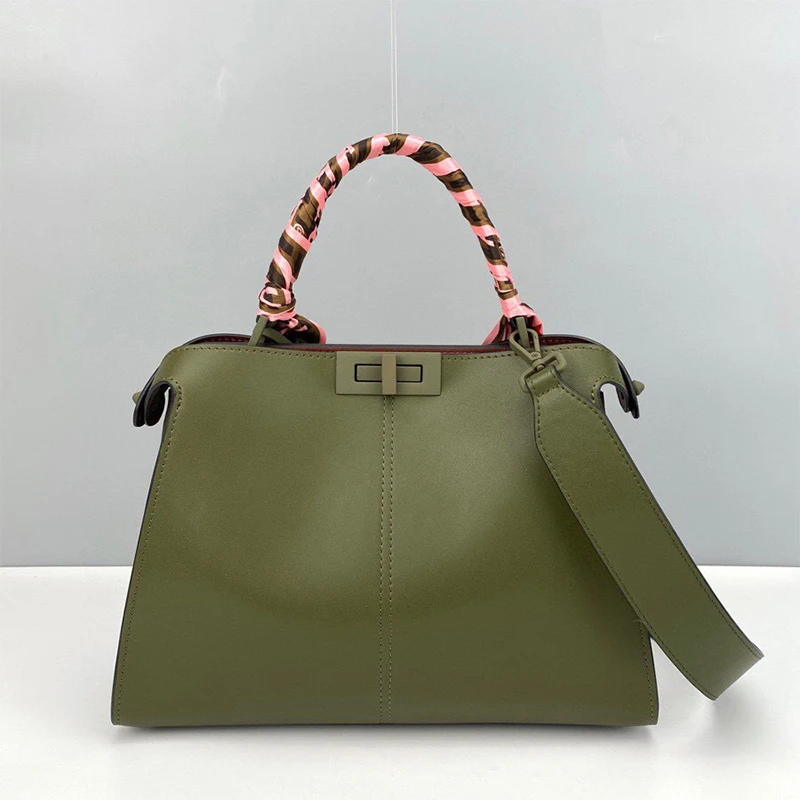 

New retro contrast color silk scarf leather large-capacity handbags ladies multi-function fashion diagonal shoulder bag