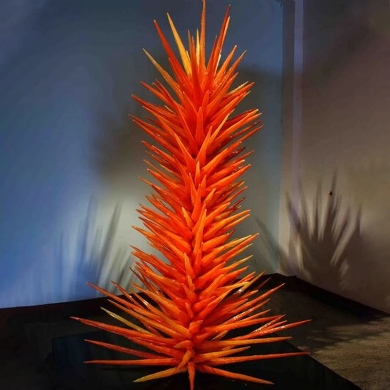 

Hotel Villa Hand Blown Glass Tree Floor Lamp Luxury Orange Murano Blown Glass Conifer Sculpture for Party Garden Art Decoration