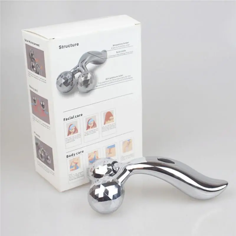 D роликовый массажер с вращением на 360 градусов Серебряный тонкий для лица V Line