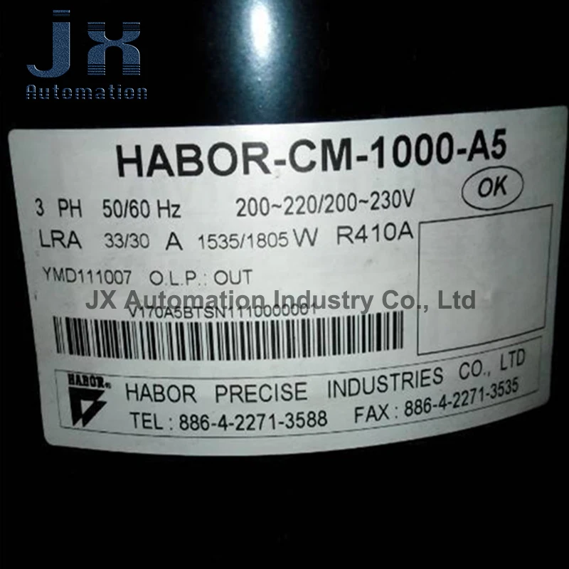 

Оригинальный Habor масляный охлаждаемый компрессор, трехфазный 200V 50/60Hz R410A HABOR-CM-1000-A5