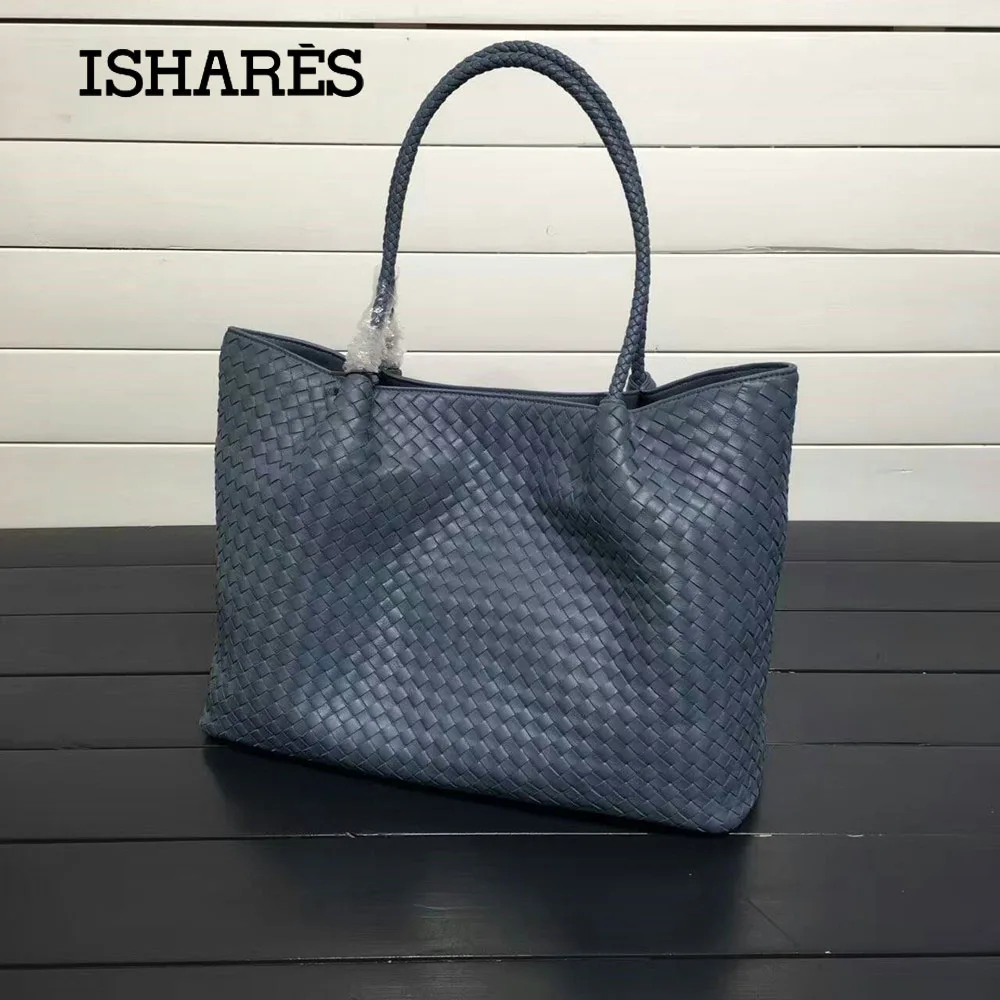 

ISHARES Casual Totes Genuine Leather Women Handbags Composite bags Sheepskin Woven Shoulder Bags Lambskin Classic Bags IS8832