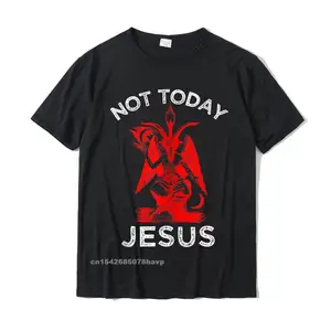 Funny Satan Shirt Not Today Jesus Meme Tshirts Simple Style Tops Shirts Cotton Men Top T-Shirts Simple Style Discount