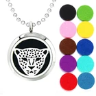 Ожерелье с подвеской-диффузором из нержавеющей стали 316L, женское ювелирное изделие сделай сам, 30 мм, медальон для ароматерапии с леопардовым принтом и 10 подушечками