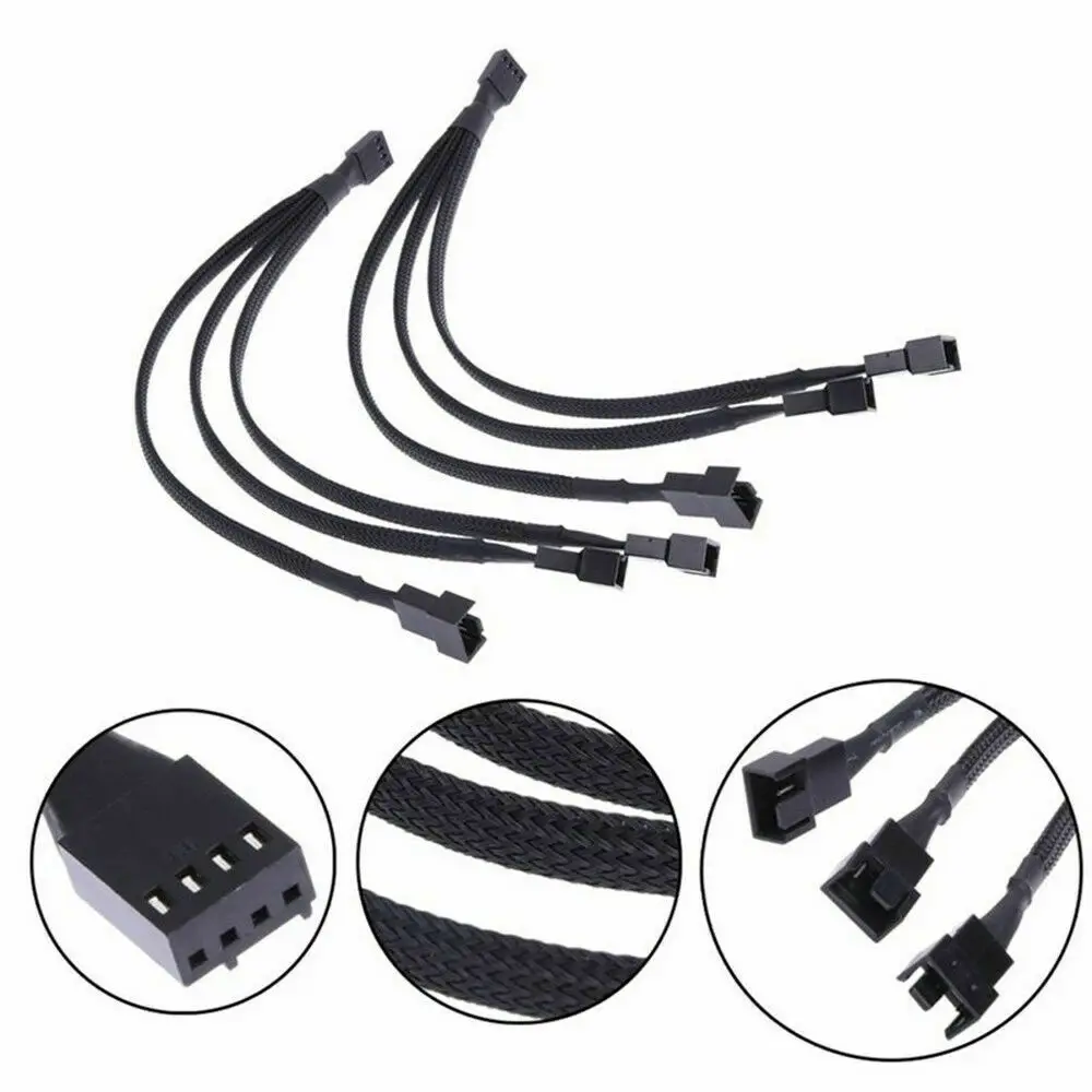 4Pin PWM Fan Cable Cooling 1 to 3 Ways Splitter Sleeved Extension Braided | Компьютеры и офис