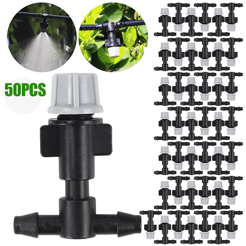 

50PCS Plasic Mist Spray Nozzle Sprinkler Watering Irrigation Garden Misting Sprinkler Heads Nozzle with Tee for Watering Irrigat