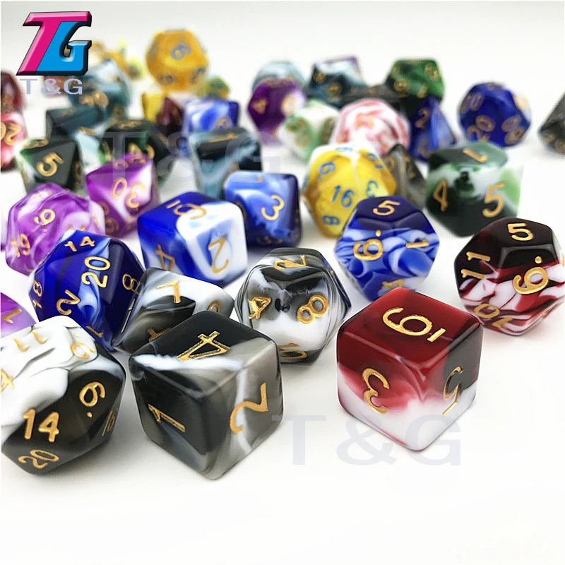 Децидер прозрачный и белый цвет игральные кости D4-D20 для ролевых игр партии игрушки 7 цветов