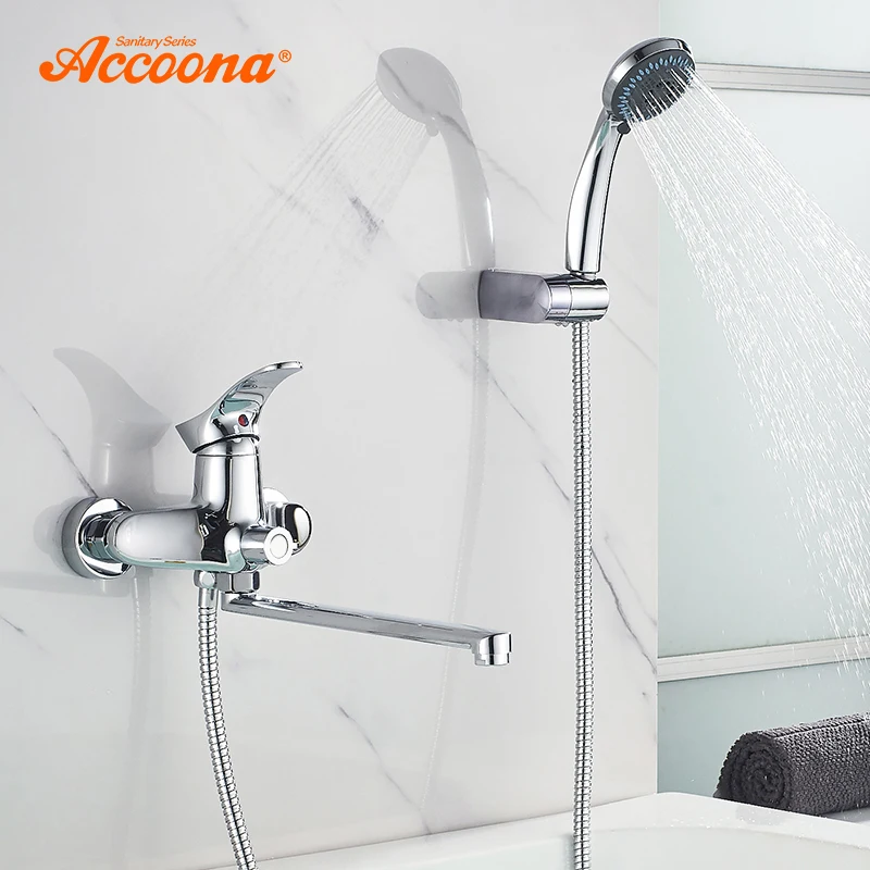Accoona выпуск крана для ванны хромированная труба с душевой головкой набор душа из
