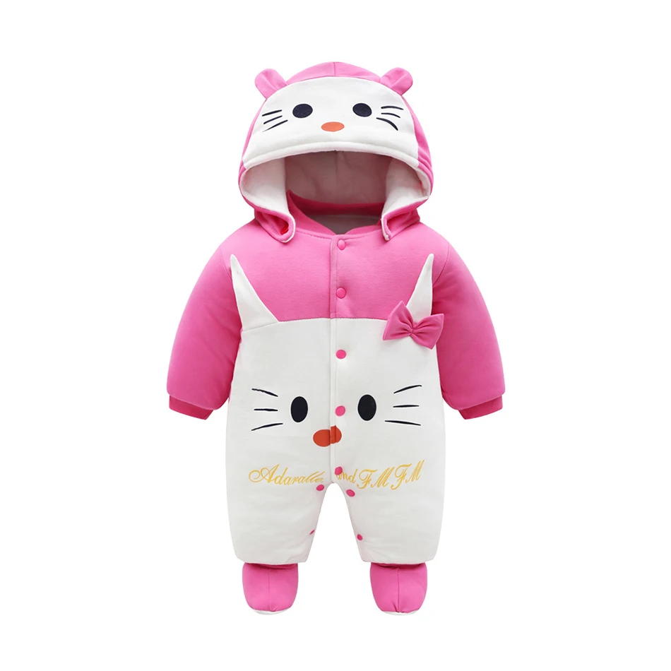 Детский Теплый комбинезон с капюшоном зимний мультяшным медведем для