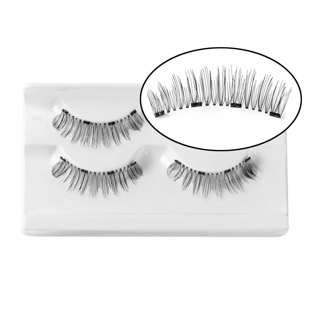 4PCS Handmade Four Magnets Cross Wispy Full Coverage False Eyelashes No Adhesive Needed Magnetic Eye Lashes Eye Makeup Tools