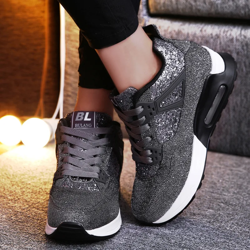 

Woman Platform Shoes Platform Sneakers Casual Wedges Shoes Lace Up Hidden Heel Height Increasing Shoes Female