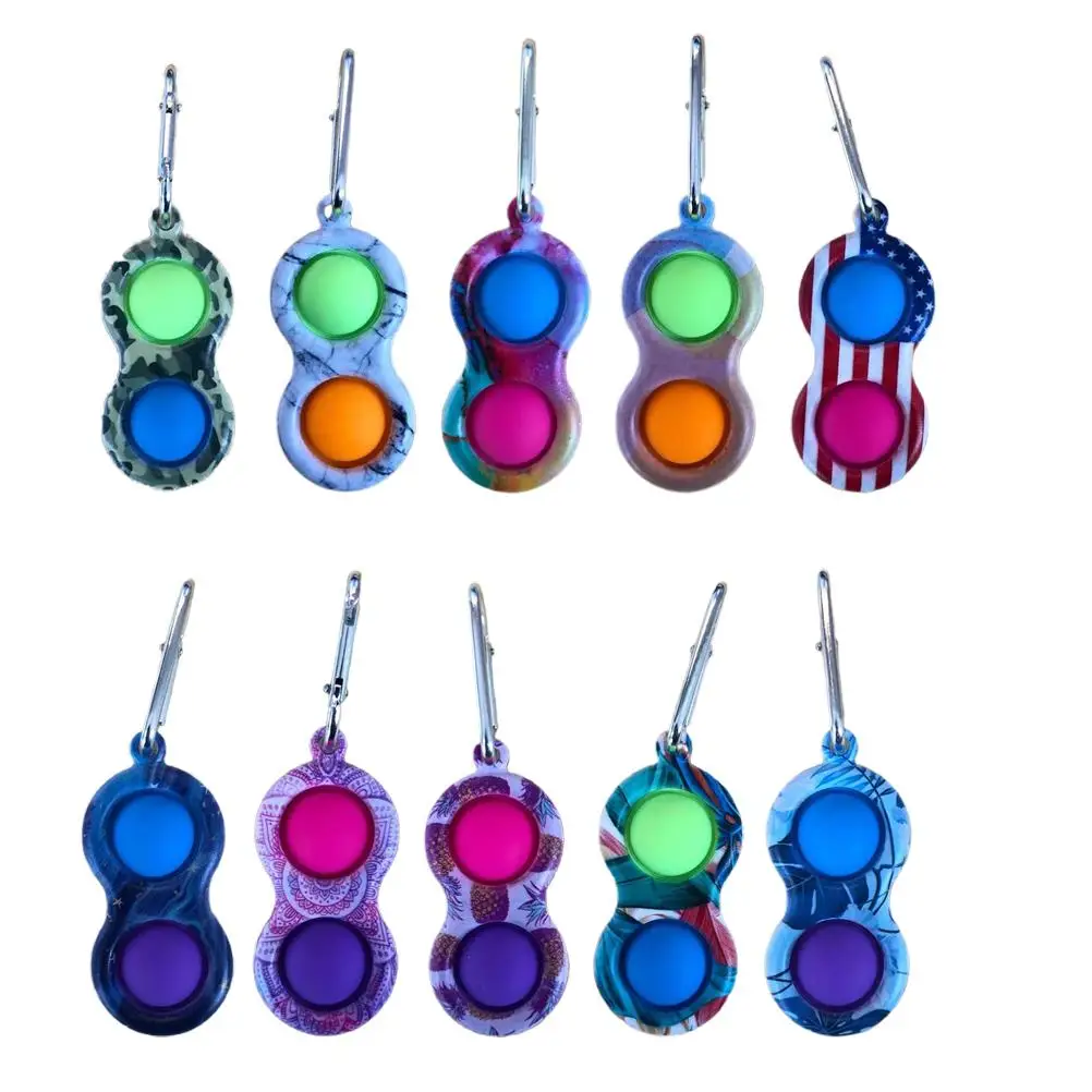 

Fidget Sensory Toy Mini Popit Pops Push Bubble Figet Simple Dimple Toy Keychain Ring Anti-stress Board Autism Educational Toy