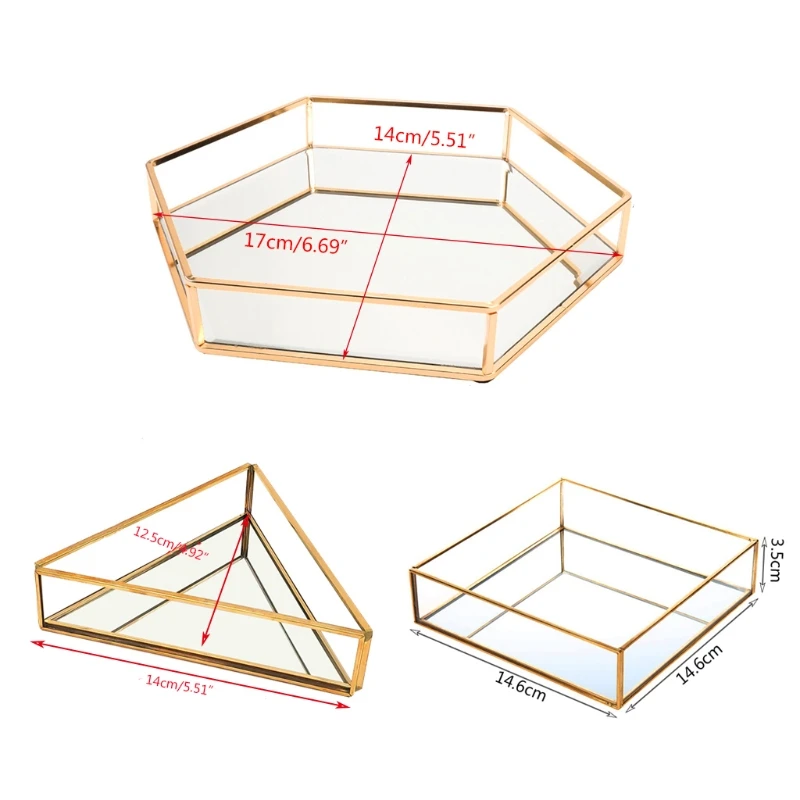 

Золотой зеркальный поднос для украшений N0HE, зеркальный поднос под туалетный столик, декоративный металлический поднос для украшений, парфю...